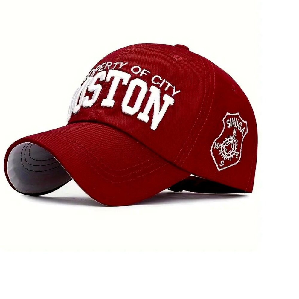 Baseball Cap: Property of City Boston.  Maroon/Red.  Cotton.  New